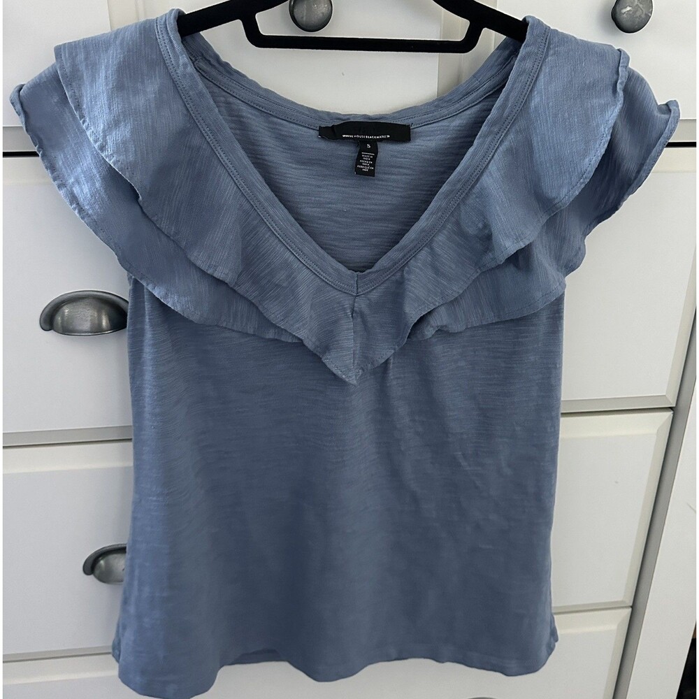 White House Black Market Cowl Neck Sleeveless Top Blue Soft Knit Small WHBM